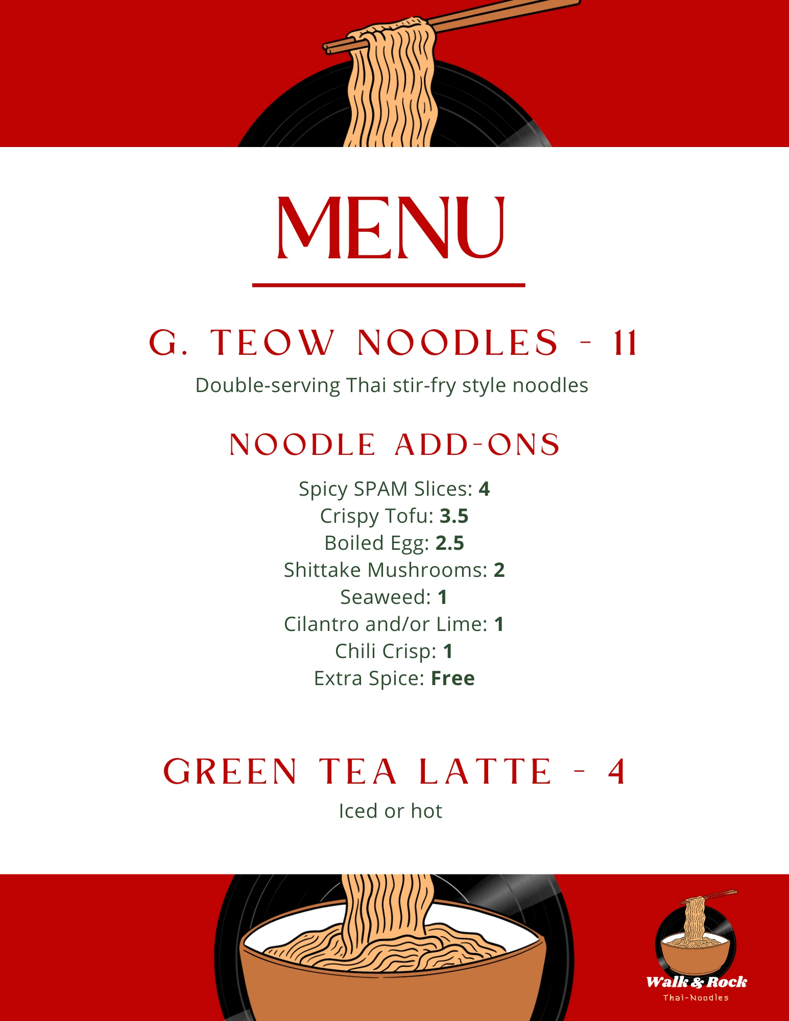 Picture of Example Food Menu with prices
